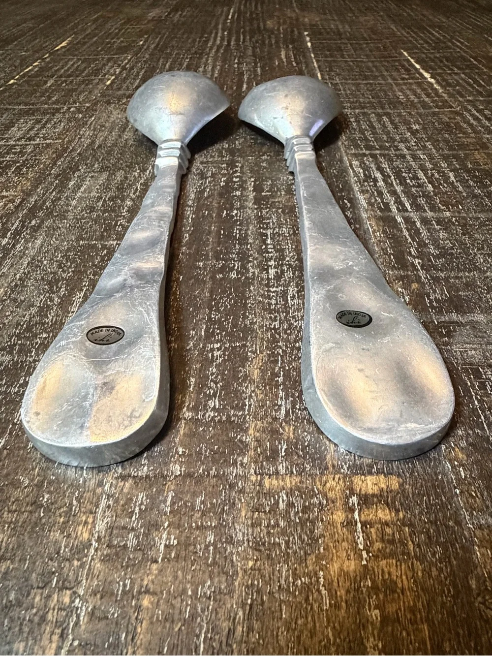 MCM Vintage Indian Metal Salad Servers – Spoon & Fork Serving Set